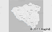 Gray 3D Map of Plzeňský kraj, single color outside