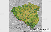 Satellite 3D Map of Plzeňský kraj, lighten, desaturated