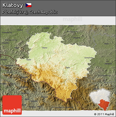 Physical 3D Map of Klatovy, darken