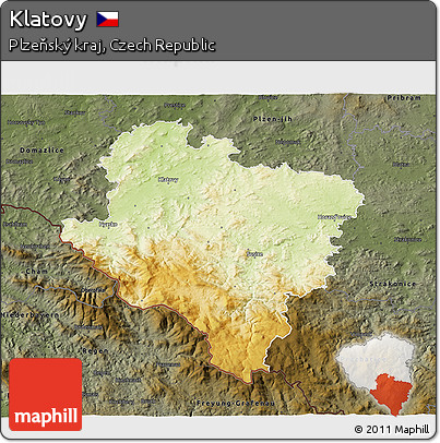 Physical 3D Map of Klatovy, darken