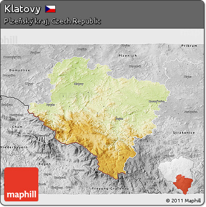 Physical 3D Map of Klatovy, desaturated