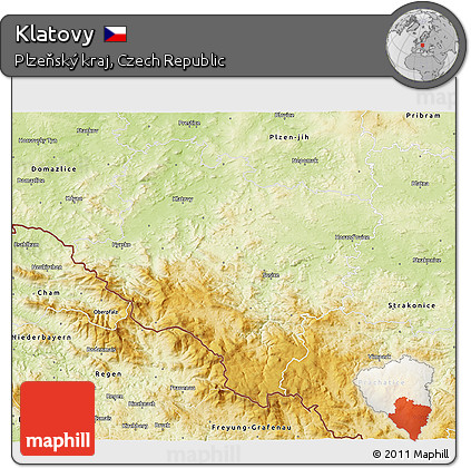 Physical 3D Map of Klatovy