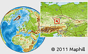 Physical Location Map of Klatovy, within the entire country