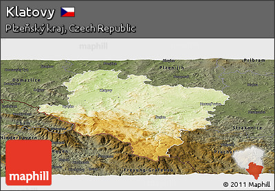 Physical Panoramic Map of Klatovy, darken