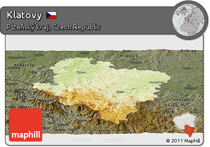 Physical Panoramic Map of Klatovy, darken