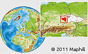 Physical Location Map of Plzeňský kraj, highlighted country