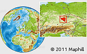 Physical Location Map of Plzeňský kraj