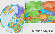 Political Location Map of Plzeňský kraj