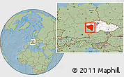 Savanna Style Location Map of Plzeňský kraj, highlighted country, hill shading