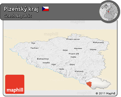 Classic Style Panoramic Map of Plzeňský Kraj, single color outside