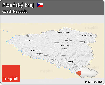 Classic Style Panoramic Map of Plzeňský Kraj, single color outside