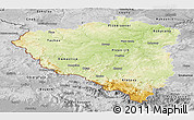 Physical Panoramic Map of Plzeňský kraj, desaturated