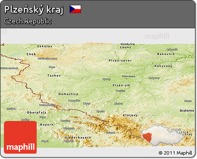 Physical Panoramic Map of Plzeňský Kraj