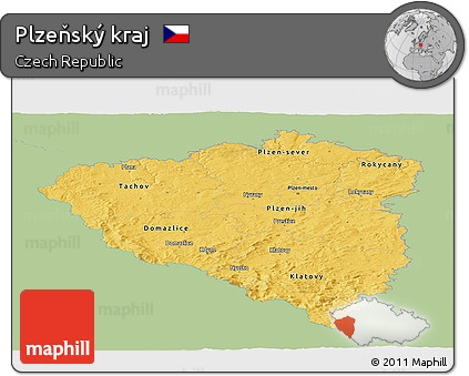 Savanna Style Panoramic Map of Plzeňský Kraj, single color outside