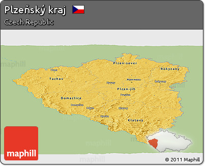 Savanna Style Panoramic Map of Plzeňský Kraj, single color outside