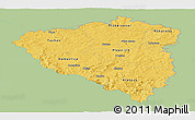 Savanna Style Panoramic Map of Plzeňský kraj, single color outside