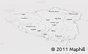 Silver Style Panoramic Map of Plzeňský kraj, single color outside