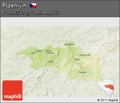 Physical 3D Map of Plzeň-jih, lighten