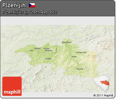 Physical 3D Map of Plzeň-jih, lighten