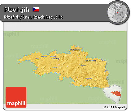 Savanna Style 3D Map of Plzeň-jih, single color outside