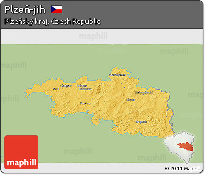 Savanna Style 3D Map of Plzeň-jih, single color outside