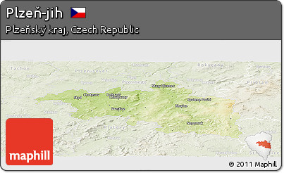 Physical Panoramic Map of Plzeň-jih, lighten