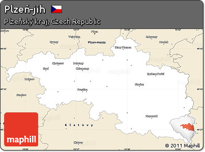 Classic Style Simple Map of Plzeň-jih