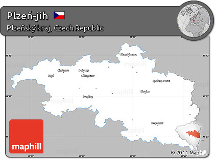 Gray Simple Map of Plzeň-jih, single color outside