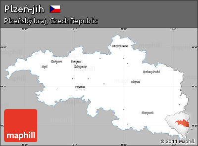 Gray Simple Map of Plzeň-jih, single color outside