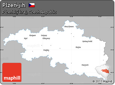 Gray Simple Map of Plzeň-jih, single color outside