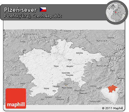 Gray 3D Map of Plzeň-sever