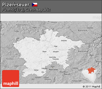 Gray 3D Map of Plzeň-sever