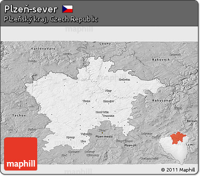 Gray 3D Map of Plzeň-sever