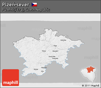 Gray 3D Map of Plzeň-sever, single color outside