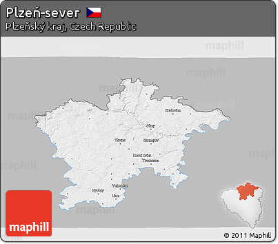Gray 3D Map of Plzeň-sever, single color outside