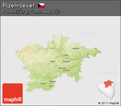 Physical 3D Map of Plzeň-sever, cropped outside