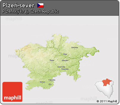 Physical 3D Map of Plzeň-sever, cropped outside
