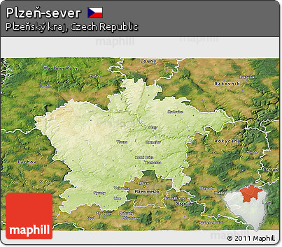 Physical 3D Map of Plzeň-sever, satellite outside