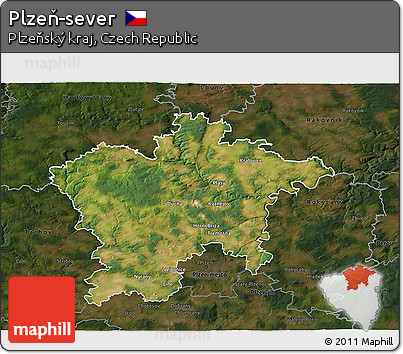 Satellite 3D Map of Plzeň-sever, darken