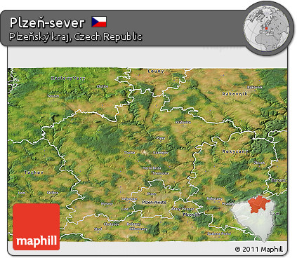 Satellite 3D Map of Plzeň-sever