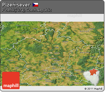 Satellite 3D Map of Plzeň-sever