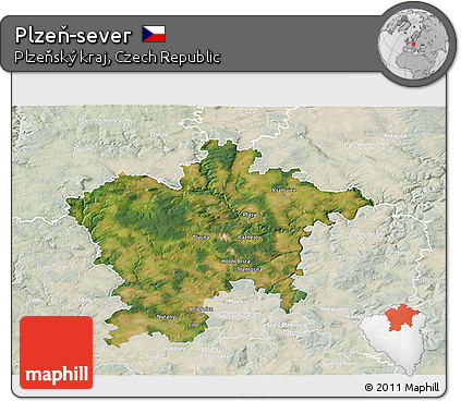 Satellite 3D Map of Plzeň-sever, lighten