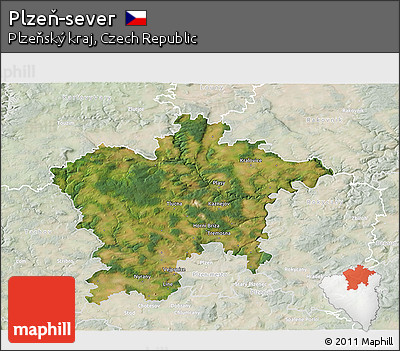 Satellite 3D Map of Plzeň-sever, lighten