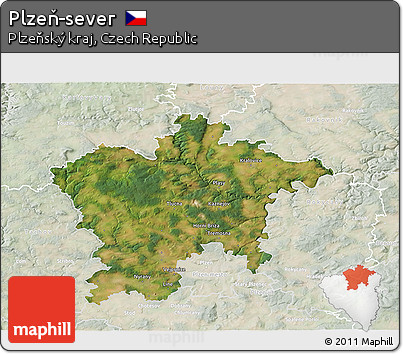 Satellite 3D Map of Plzeň-sever, lighten