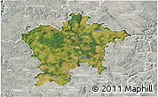 Satellite 3D Map of Plzeň-sever, lighten, semi-desaturated