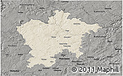 Shaded Relief 3D Map of Plzeň-sever, darken, semi-desaturated