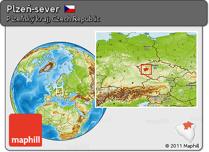 Physical Location Map of Plzeň-sever