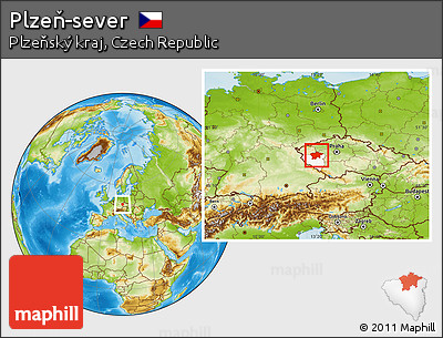 Physical Location Map of Plzeň-sever, highlighted parent region