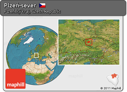 Satellite Location Map of Plzeň-sever