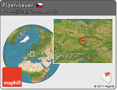 Satellite Location Map of Plzeň-sever